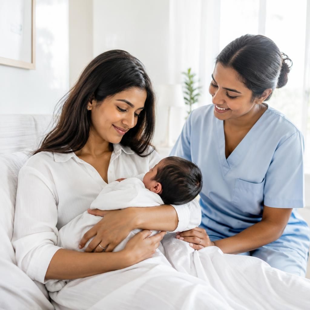 Illustrative gentle baby care at home